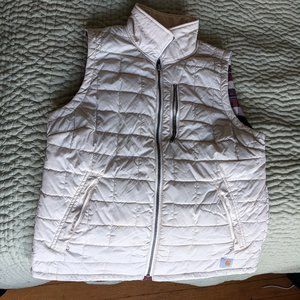 CARHARTT White Quilted & Flannel Reversible Women's Vest Large
